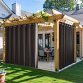 NICETOWN 2 Panels Outdoor Curtains for Patio Waterproof & Windproof, Extra Wide Grommet & Back Tab on Top & Bottom Thermal Insulated Sun Blocking Drapes with Rope for Deck, Toffee Brown, W100 x L95