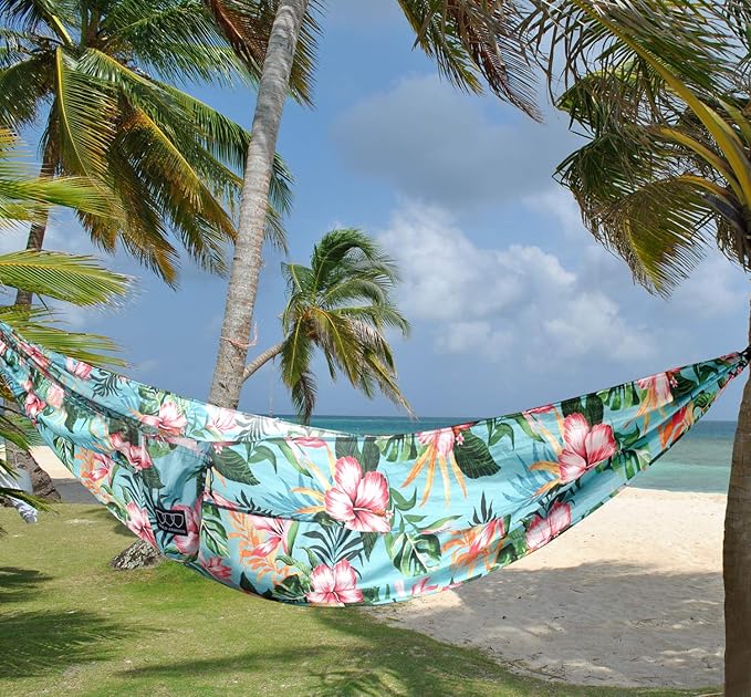 Gold Armour Camping Hammock - XL Double Hammock Portable Hammock Camping Accessories Gear for Outdoor Indoor with Tree Straps, USA Based Brand (Hawaii Blue)