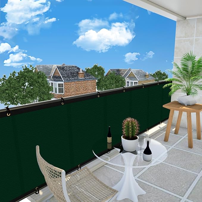 UPGRADE Privacy Screen 3' x 16' Fence Commercial Shade Cover with Brass Grommets Heavy Duty Perfect for Outdoor Back Yard, Dark Green, Customizable