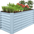 Best Choice Products 4x2x2ft Outdoor Metal Raised Garden Bed, Deep Root Box Planter for Vegetables, Flowers, Herbs, 119 Gallon Capacity, 100% Non Toxic Materials - Mist Blue