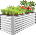 Best Choice Products 8x2x2ft Raised Outdoor Metal Garden Bed, Deep Root Box Planter for Vegetables, Flowers, Herbs, 240 Gallon Capacity, 100% Non Toxic Materials - Galvanized