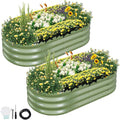 Galvanized Raised Garden Bed Outdoor- 2 Pcs Raised Beds for Gardening| Metal Planter Box, Steel Raised Garden Bed Kit with Gloves for Vegetables, Flower, Herbs (4x2x1FT, Green)