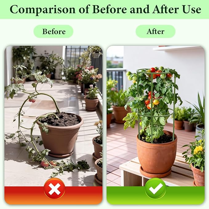 17.7" H Plant Support Stake Cage, Round Plant Support Garden Flower Stakes with Plastic Protective Film, Plant Cages for Indoor Outdoor Small Plants,Tomato, Peony, Hydrangea