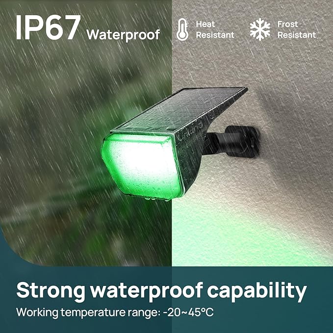 Linkind RGB Solar Spot Lights Outdoor Waterproof IP67, 60 LED 10 Lighting Modes Color Changing Landscape Lighting for Garden Yard Pathway Decorations (4 Pack, Multicolor)