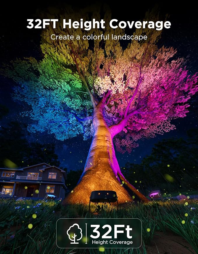 Govee Outdoor Tree Lights 3-Pack, RGBWIC LED Landscape Lighting, Outdoor Lights for Yard Garden Patio, 66 Scene Modes for Holiday Party and Event, App Control, Google Assistant, Matter