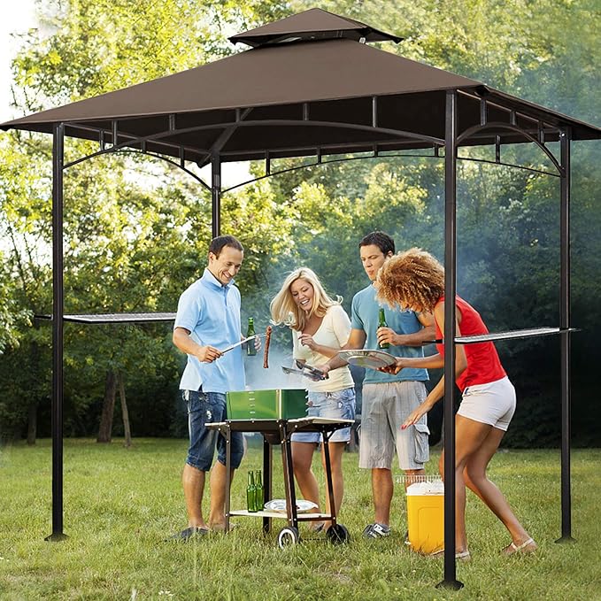 Eurmax USA High Performance Grill Gazebo Canopy Replacement Cover 5x8 (Brown)