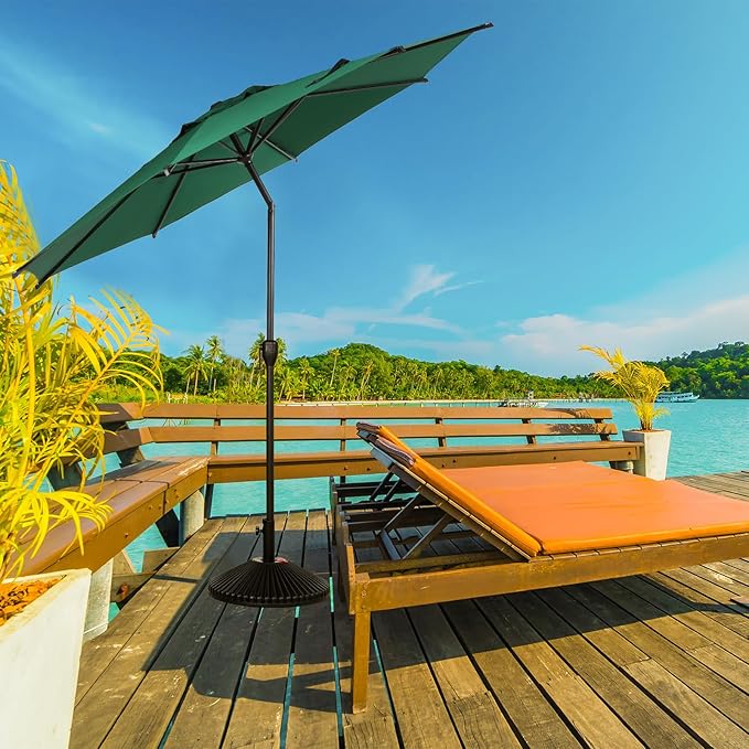 Abba Patio 11FT Lyon Outdoor Patio Umbrella Outdoor Table Umbrella with Push Button Tilt and Crank Market Umbrella 8 Sturdy Ribs UV Protection Waterproof for Garden Deck Backyard Pool Dark Green