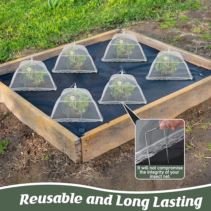 4 Sets Strawberry Plant Support with Mesh Plant Cover,Strawberry Growing Racks Sets with Iron Plant Nails and Storage Bag for Garden Strawberry Vegetables(White Net - Round)