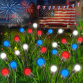 4th of July Decorations, 6 Pack Solar Firefly Lights Outdoor, 36 LED Waterproof Patriotic Decor Garden Lights with 2 Modes for Independence Day National Day Yard Path Decorations (Red White and Blue)