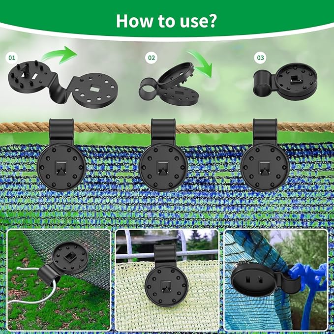 Heavy Duty Round Shade Cloth Clips 40 Pcs - Plastic Garden Net Clamps for Shade Cloth for Garden, Tarp Clips Heavy Duty, Anti Bird Netting, Sun Shade Sail, Windproof Awning Clamp