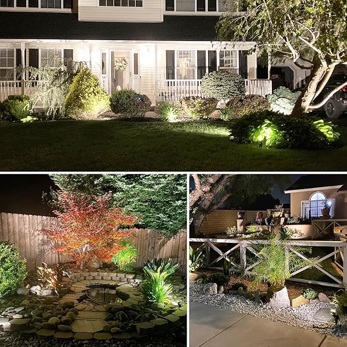 SUNVIE 12W Low Voltage Landscape Lighting Landscaping Lights with Connectors Outdoor LED Landscape Light 3000K Waterproof Tree Flag Lights Low Voltage Lighting with Stand for Garden Yard Path, 16 Pack