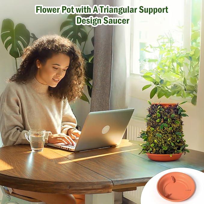 Plant Pots 5.7 Inch Self Watering Planters,Terracotta Pots with Drainage and Saucer,Hydroponic Clay Plant Pots Suitable for Indoor Plants,Orchid,African Violet,Flowers