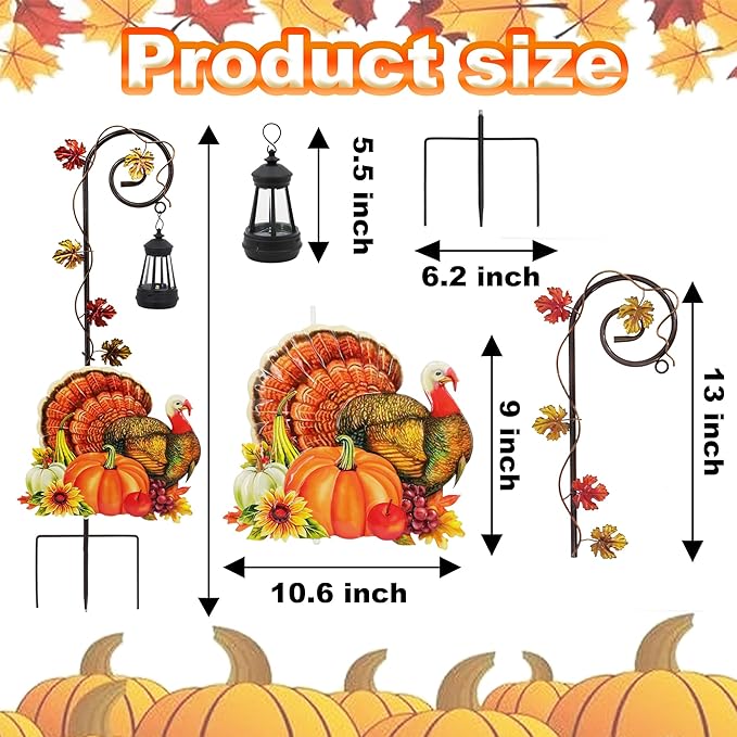 Turkey Garden Metal Stake with Solar Light, Outdoor Solar lamp Decoration, Turkey Solar Lantern for Outdoor Garden Lawn Patio