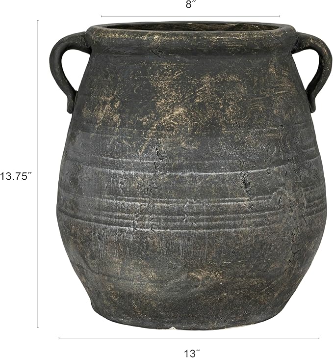 Creative Co-Op Whitewashed Terra-Cotta Urn, Grey