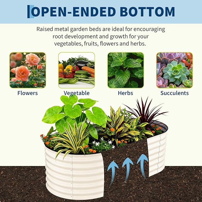 Garvee 2 Pack Galvanized Raised Garden Beds - 6x3x2ft Planter Box for Vegetables, Flowers, Rust-Resistant Garden Box, Easy Assembly Raised Beds, Durable Planters for Outdoor Plants, Beige