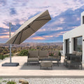 PURPLE LEAF Patio Umbrella 10' X 10' Rectangle Cantilever Umbrella Large Aluminum Outdoor Umbrellas with 360-degree Rotation & UPF40+ Premium Fabric for Deck Pool Garden Yard, Ash Mocha