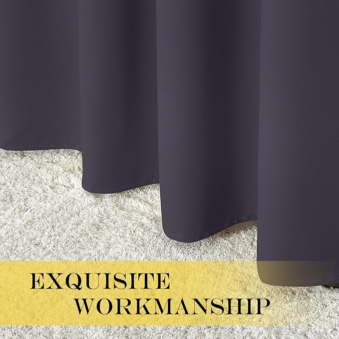 NICETOWN Blackout Short Curtain 63 inches Long for Windows, Thermal Insulated Curtain Grommet Room Darkening Window Treatment for Bedroom/Living Room, 1 Panel, W46 x L63, Greyish Purple