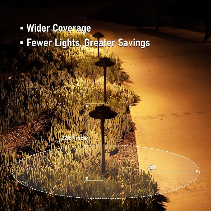 LEONLITE 5CCT Low Voltage Pathway Lights, 12-24V LED Landscape Path Light, 1800/2700/3000/4000/5000K, Double Layer, CRI90, IP65 Waterproof Landscape Lighting, Aluminum, Oil Rubbed Bronze, Pack of 6