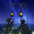 Solar Dog and Cat Lantern Garden Stakes - Outdoor Decorative Solar Lights for Yard, Patio, Pathway - Weatherproof Metal Pet Stake with Auto Night Lighting