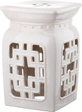 Safavieh Castle Gardens Collection Beijing Filigree Antique White Glazed Ceramic Garden Stool