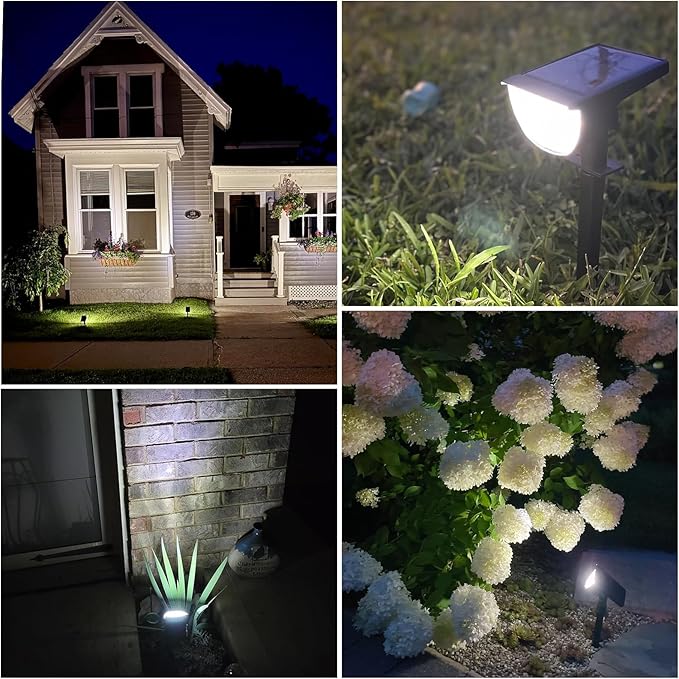 Solar Lights Outdoor Waterproof IP65, Solar Powered 76 LED 3 Lighting Modes Solar Spot Lights Outdoor for Yard Garden Landscape Pathway (Cool White, 4 Pack)