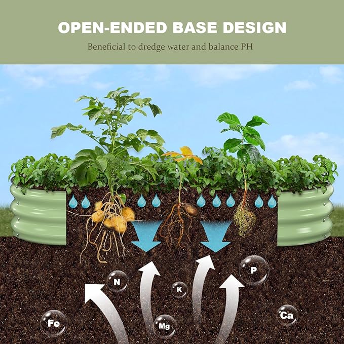 Raised Garden Bed, 6x3x1ft Galvanized Outdoor Planter Beds with Safety Edging and Gloves, Oval Metal Planter Box for Gardening Vegetables Flowers Herb-Green