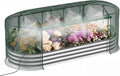 Raised Garden Bed with Self-Watering System, 8x3x1 ft Elevated Planter Boxes Outdoor with Mesh Cover, Oval Galvanized Raised Beds for Gardening,Vegetables,Flowers, Backyard, Patio