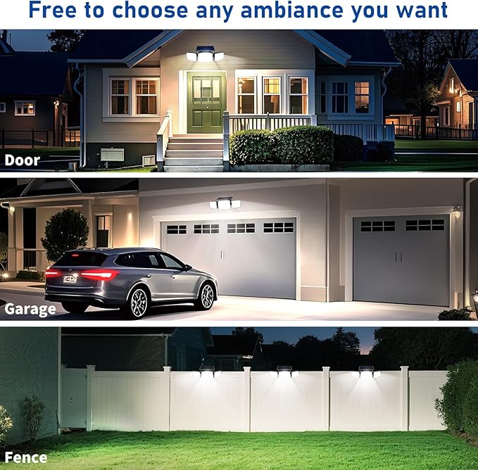 Solar Security Light Outdoor Super Bright LED, Motion Sensor Flood Light, 3 Heads 270° Wide Angle,Remote Control, IP65 Waterproof, 3 Modes (4 Packs)