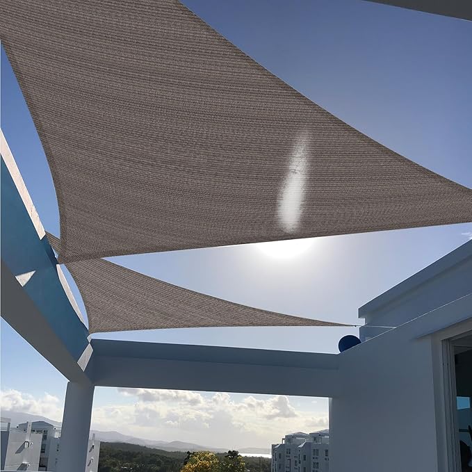 SUNNY GUARD Custom Size 14'x24'x24' Triangle Brown UV Block Sunshade for Backyard Yard Deck Patio Garden Outdoor Activities and Facility(Customized)