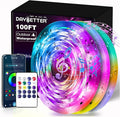 DAYBETTER 100 ft Outdoor Led Strip Lights Waterproof, Smart Light Strips with App Voice Control Remote, 5050 RGB Music Sync Color Changing Led Lights for Bedroom, Room Decor (3 Rolls of 32.8 ft)