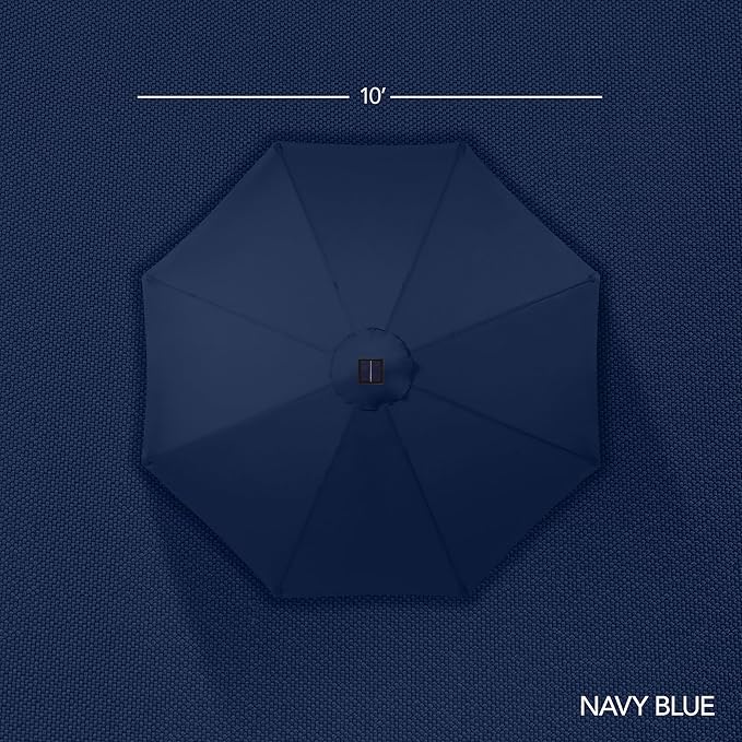 Best Choice Products 10ft Solar LED Offset Cantilever Hanging Market Patio Umbrella, Smooth 360° Rotation, 8 Sturdy Ribs, Easy Adjustment - Navy Blue