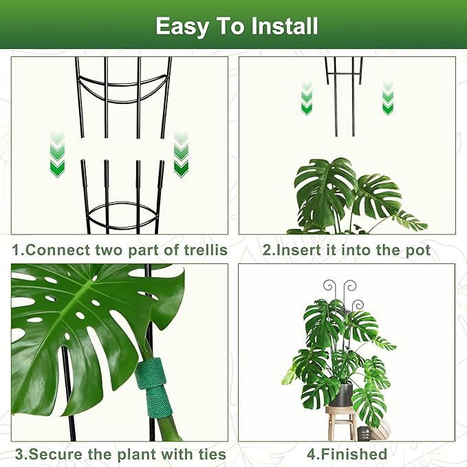 Coomin 32.6in Monstera Plant Support for Indoor Plants, 2P Trellis for Climbing Plants Indoor, Plant Climber Stakes for Potted Plants