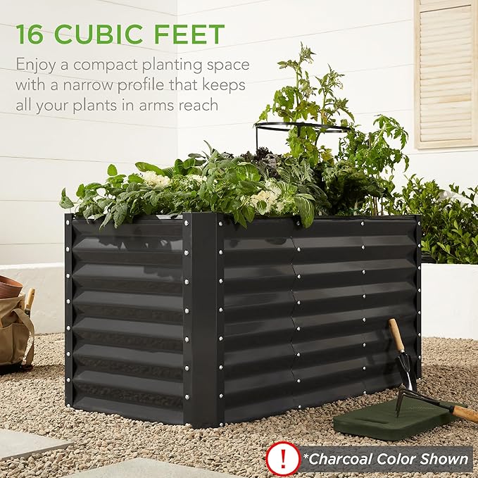 Best Choice Products 4x2x2ft Outdoor Metal Raised Garden Bed, Deep Root Planter Box for Vegetables, Flowers, Herbs, and Succulents w/ 119 Gallon Capacity - Beige