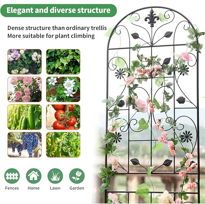 Trellis for Climbing Plants Outdoor, （2 Pack 70.8x19.6-inch）, Generic Metal Garden Trellis, Rustproof, Easy Assembly,（Black）