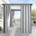 RYB HOME Outdoor Curtains for Patio Waterproof Block Sunlight Thermal Insulated Privacy Assured Thick Outside Curtains for Pergola, Deck, Gazebo, W52 x L108, Light Grey, 1 Panel