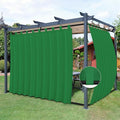 Easy-Going Outdoor Patio Curtains Detachable Tab Top Windproof Weatherproof Curtain for Cabana, Porch, Pergola and Gazebo, Tab Bottom Drape, 2 Panels, 110W x 84L inch, Green