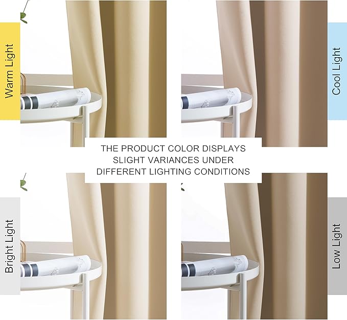 NICETOWN 2 Panels Weighted Blackout Curtains for Patio Waterproof & Windproof, Thermal Insulated Top and Bottom Rustproof Grommets Light Block Outdoor Drape for Pool, Biscotti Beige, W52 by L95