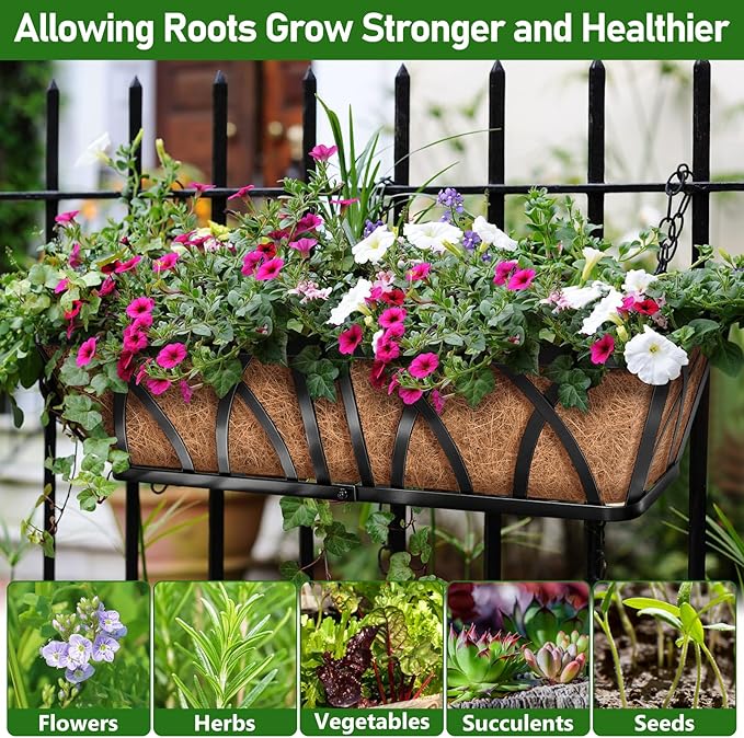 Riare 2 Pack 36 Inch Rectangle Coconut Liners for Planters, Natural Coconut Fiber Planter Liners, Window Box Liner Trough Coco Liner for Outdoor Flower, Garden Wall, Deck & Fence Planter Boxes
