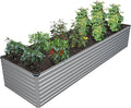 12x2x2FT Galvanized Raised Garden Bed Kit,Vegetable Plant Boxes-Rectangle Metal Flower Box,Large Planter Raised Beds Outdoor Garden for Planting,Fruit,Herb-Silver
