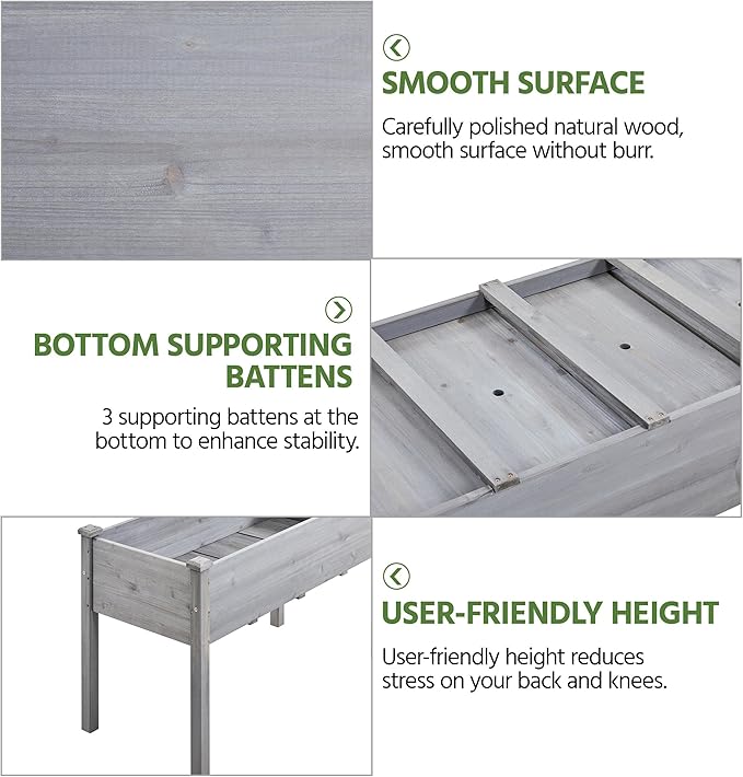 Yaheetech 2pcs Raised Garden Bed Outdoor Horticulture with Legs Elevated Wood Raised Planter Boxes w/Stable Rectangle Structure Standing Planter for Vegetables Flowers Herbs Planting, Gray