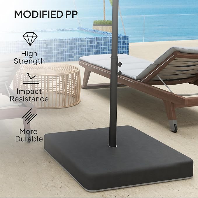 Outsunny 4 Piece 176 lbs Cantilever Umbrella Base Weight Set with Waterproof Anti-UV Cover, Heavy Duty Outdoor Weights for Offset Umbrella Stand with Easy-Fill Spouts for Sand (Black)