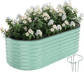 Garden Box Raised Flower Bed Galvanized Metal Planter Round Raised Garden Bed Kit for Gardening Outdoor 1PC Green 6X3X2FT