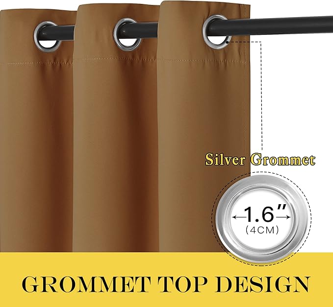 NICETOWN Blackout Curtains & Drapes - Privacy Thermal Efficiency Backdrop Curtains for Bedroom Room Divider Living Room Patio Sliding Glass Door, Wide 80 x Long 144 inch, Gold Brown, 1 Panel