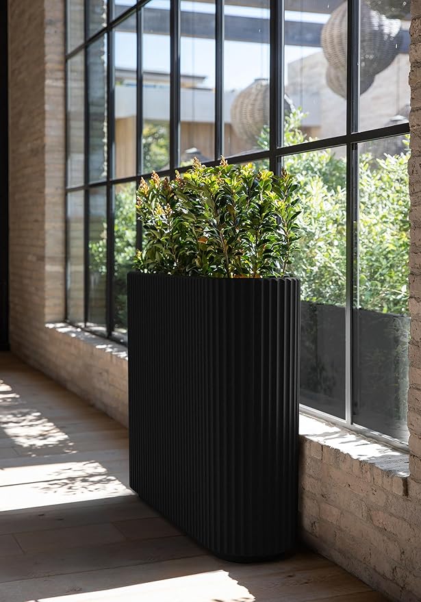 Veradek Demi Series Span Planter for Front Porch, Patio, Backyard | Durable Plastic-Stone Composite Material | Modern Décor for Shrubs, Flowers