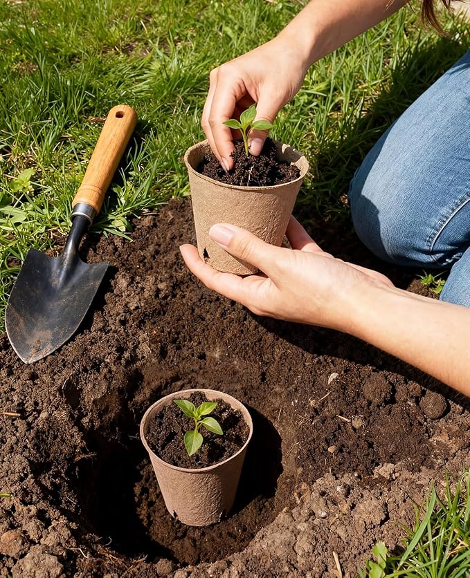 homenote Peat Pots, 3.15/4 Inch 120 Pcs Seed Starting Pots with Drainage Holes Round Nursery Plants Pots with Bonus 20 Plant Labels