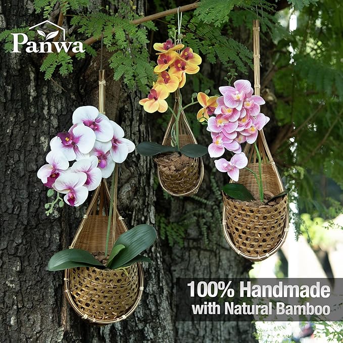 Handmade 100% Thai Bamboo Hanging Orchid Basket – 4 Inch, 5 Inch, 6 Inch (Triple Set)