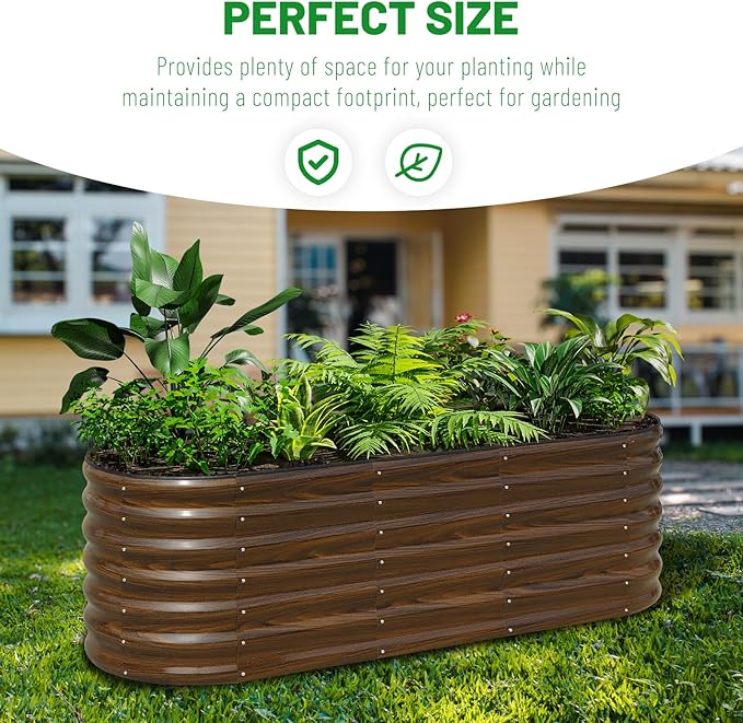 SnugNiture Galvanized Steel Raised Garden Bed Kit, 6x2x2 ft Large Metal Planter Box Outdoor for Gardening Vegetables, Flowers and Fruits