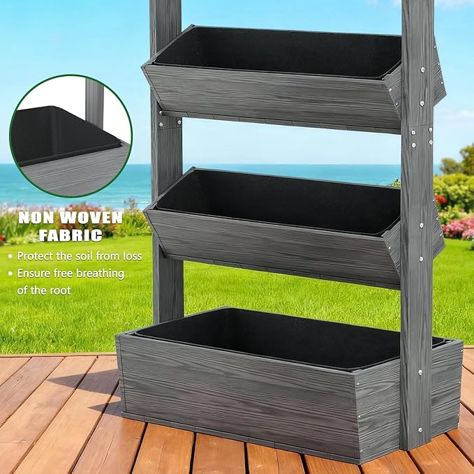 Wooden Vertical Raised Garden Bed, 4 Tier Garden Planters Raised Beds Freestanding Plant Stand Flower Rack Wooden Planter Box for Plants Herbs Flowers Vegetables Outdoor Indoor Gardening