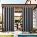 NICETOWN Grey Outdoor Curtains for Patio Waterproof 2 Panels, Windproof Rustproof Top & Bottom Grommet Thermal Insulated Blackout Privacy Outdoor Drapes for Gazebo/Pergola, W84 x L95