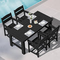 SERWALL Outdoor Dining Table Set, 67‘’ HDPE Patio Dining Set for 4, All-Weather Outdoor Table and Chairs Set for Deck, Black